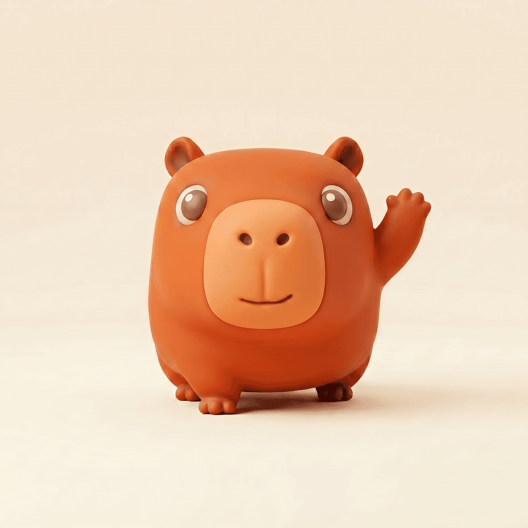 Klido the capybara waving hello